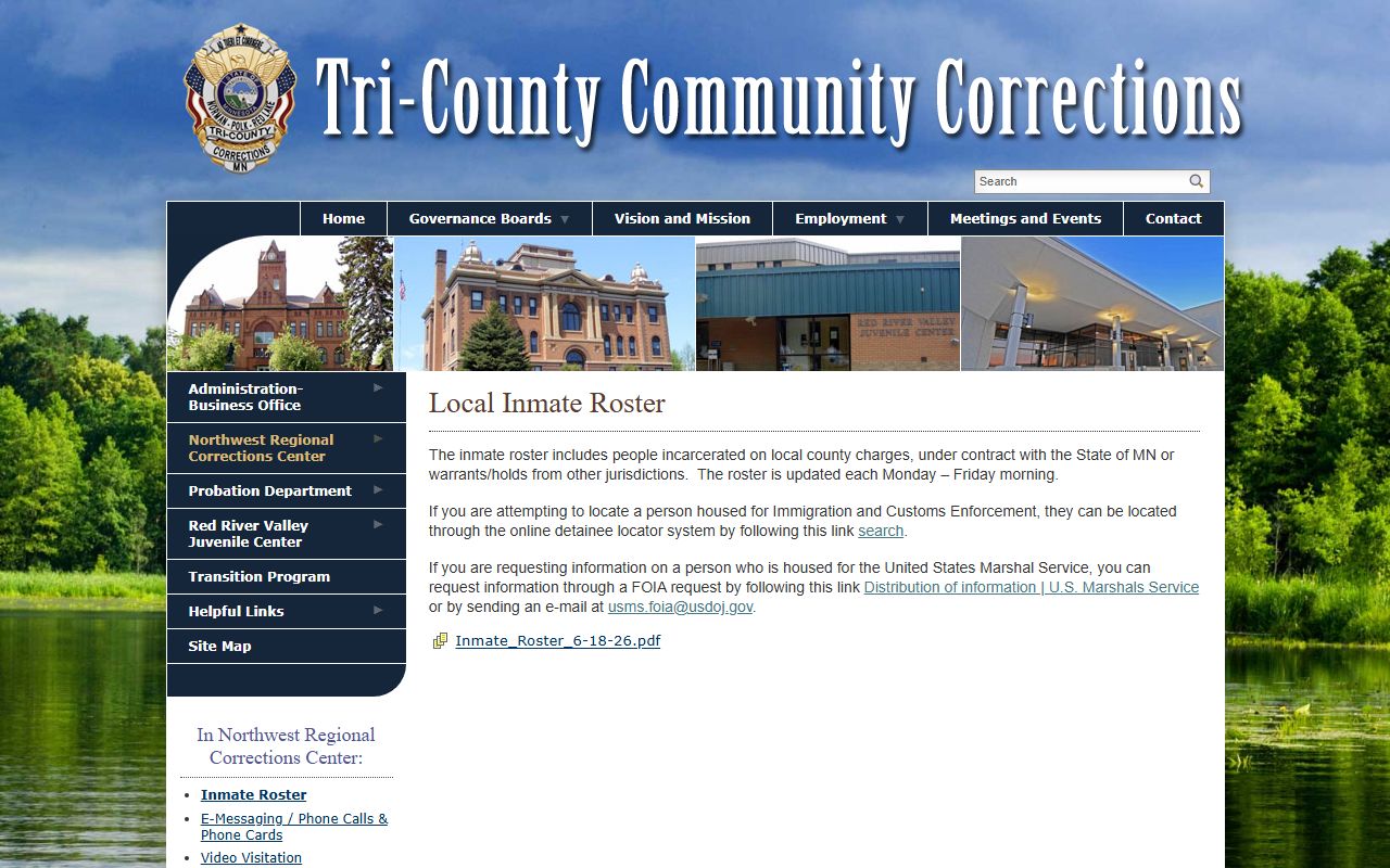 Polk County inmate population NWRCC roster landing page